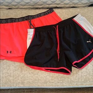 Lot of 2 under armor and puma running shorts